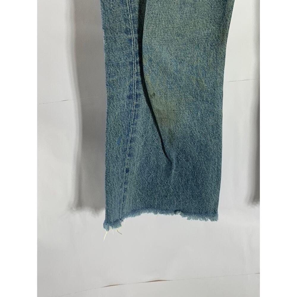 REFORMATION Women's Baltic Blue Mid-Rise Crop Flare Petite Frayed Jean SZ 25 - Picture 8 of 13